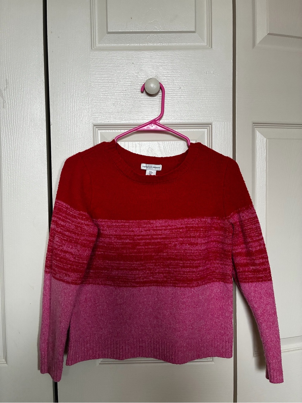 Colorblock Red & Pink Women’s Crewneck Sweater